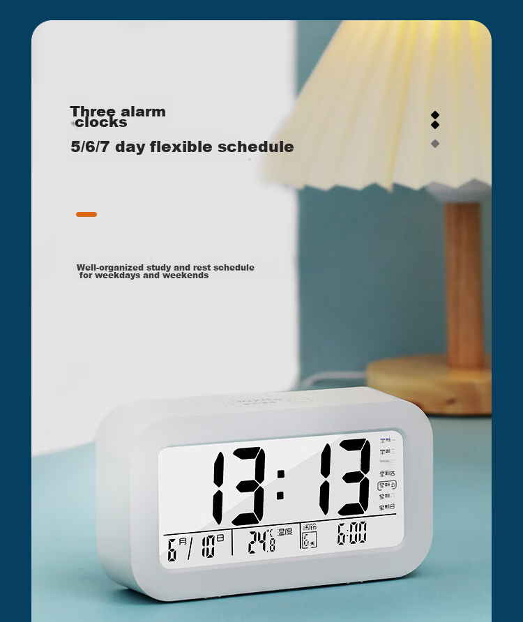 Compas Multifunctional Electronic Alarm Clock for Students, Wake-Up Device, Digital Clock, Essential for Back-To And Graduation Season, 801 Blue New Year Gift for Students And Childre 4