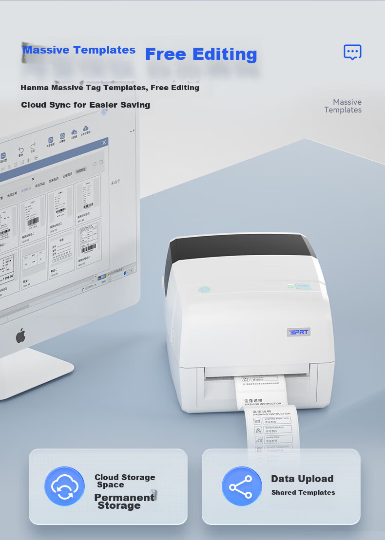 IDPRT Hanying IT4S Thermal Transfer Multifunctional Carbon Ribbon Label Barcode Express Delivery Shipping Label Printer, Coated Paper Water-Resistant Label Price Tag Adhesive Clothing Tag, Standard Definitio 8