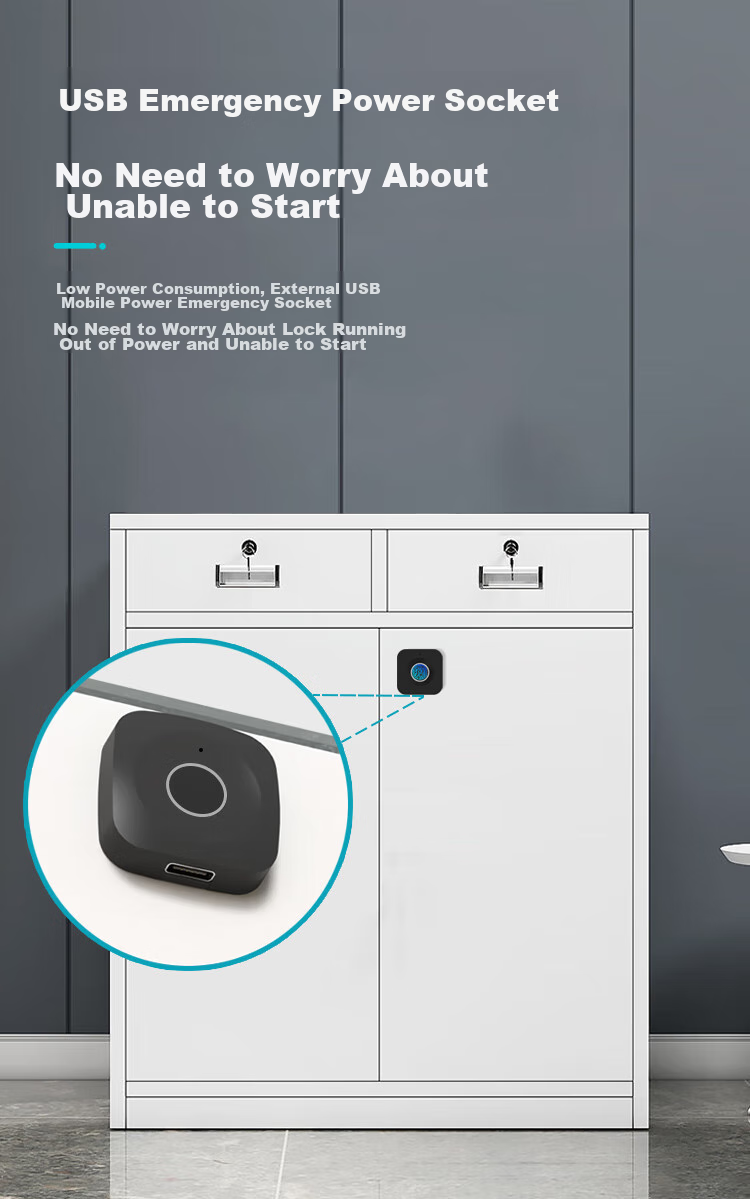 GSON Drawer Lock, No Drilling Required, Semiconductor Fingerprint Lithium Battery Drawer Lock, USB Rechargeable, for Student Dormitory 4