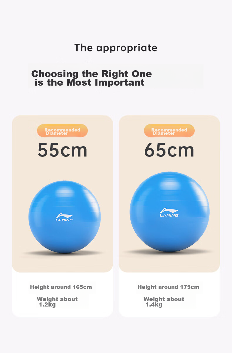 LI-NING Yoga Ball Professional Anti-Burst Non-Slip Thickened High Elasticity Pressure Resistant Maternity Exercise Ball 55cm Qing Shan Blue 2