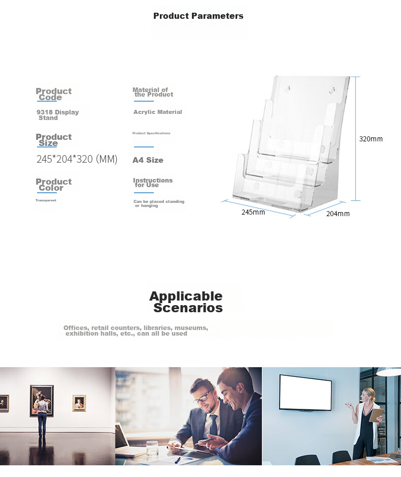 Deli [Super Popular] Deli 3-Tier A4 PS Material Desktop Display Stand Wall-Mounted Flyer Magazine Rack Catalogue Promotional Stand 9318 7