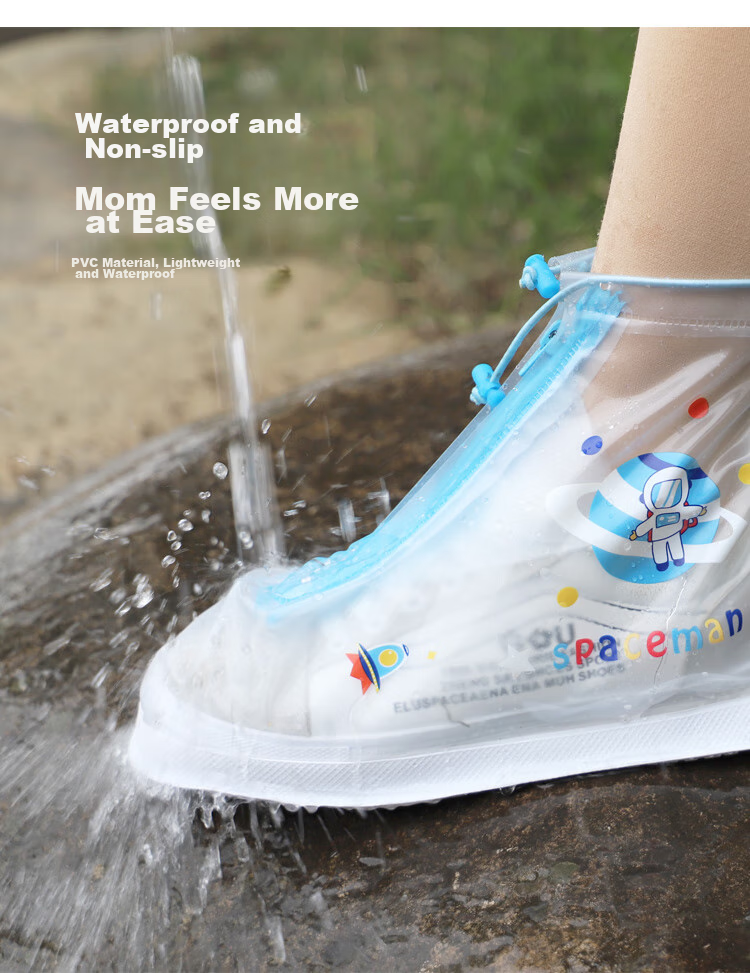 Xinqin Children's Rain Shoe Covers, Waterproof Boots for Boys And Girls, Student Rain Protection Foot Covers, Astronaut Style, XXL, Size 35-36 2