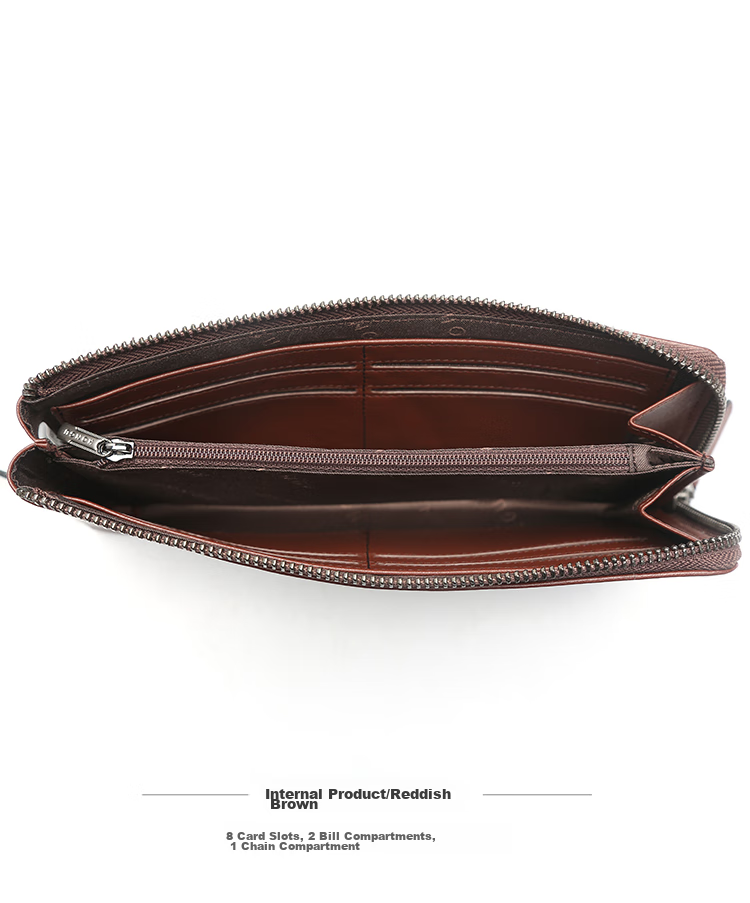 HONGU Handbag, Top-Grain Leather Men's Clutch, Long Wallet for Men, Gift Box Packaging, Birthday Present 26