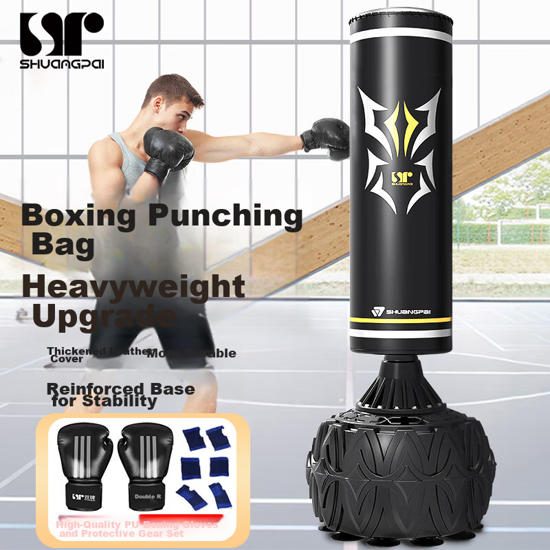 FEIERDUN FED Double-Plaque Boxing Sandbag, Freestanding Punching Target, Solid Sandbag, Home Fitness Equipment, Martial Arts Fighting, Sanda