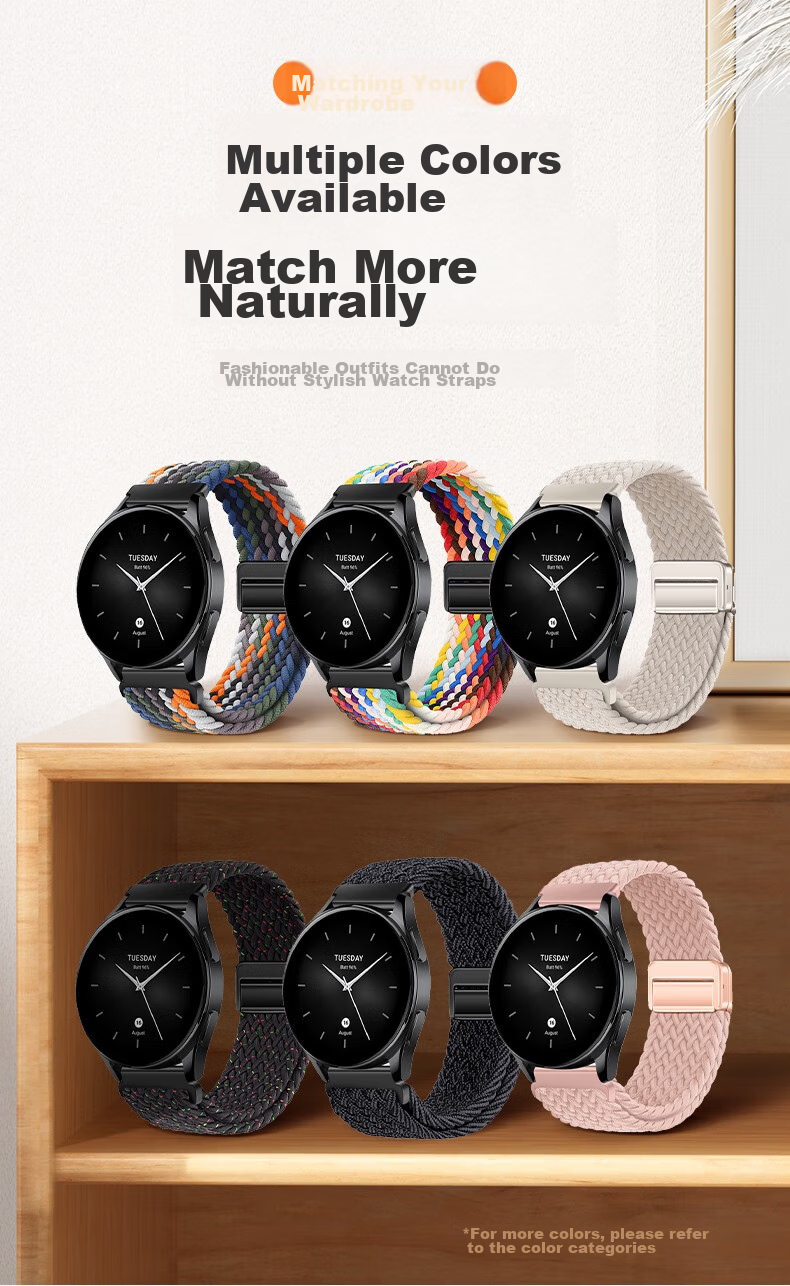 Watchbond Compatible with Xiaomi Watch 5 Strap, S5/S4/S3 Magnetic Buckle, S4 Sports Braided Loop, Sports Version S1 Pro Smart Sports S2 Braided Men's Wristband 6