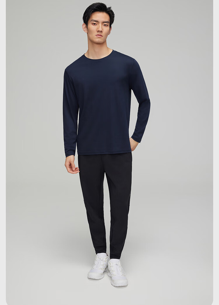 HLA Home 【Zui Huxi-Pro8】 Long Sleeve Sweatshirt Unisex Zero Carbon Tencel Antibacterial Mite-Resistant Couple Basic Base Shirt 7