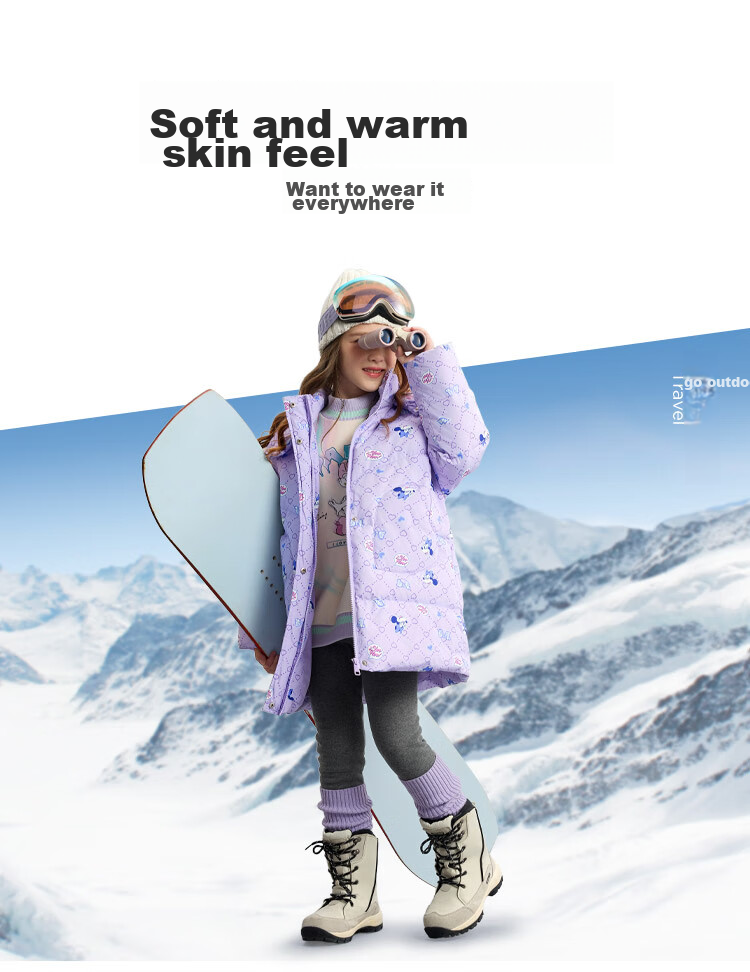 DISNEY Children's Clothing, Girls' Five-Proof Antibacterial Anti-Static Mid-Length down Jacket, Winter 2024, DB441KE33, Purple, Size 120 21