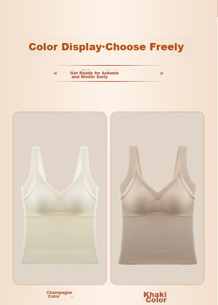 Dushiliren Women's Thermal Vest with Chest Pads, Fleece-Lined And Thickened, Inner Wear Base Layer, Seamless Fleece Underwear Vest for Autumn And Winter Seasons 12