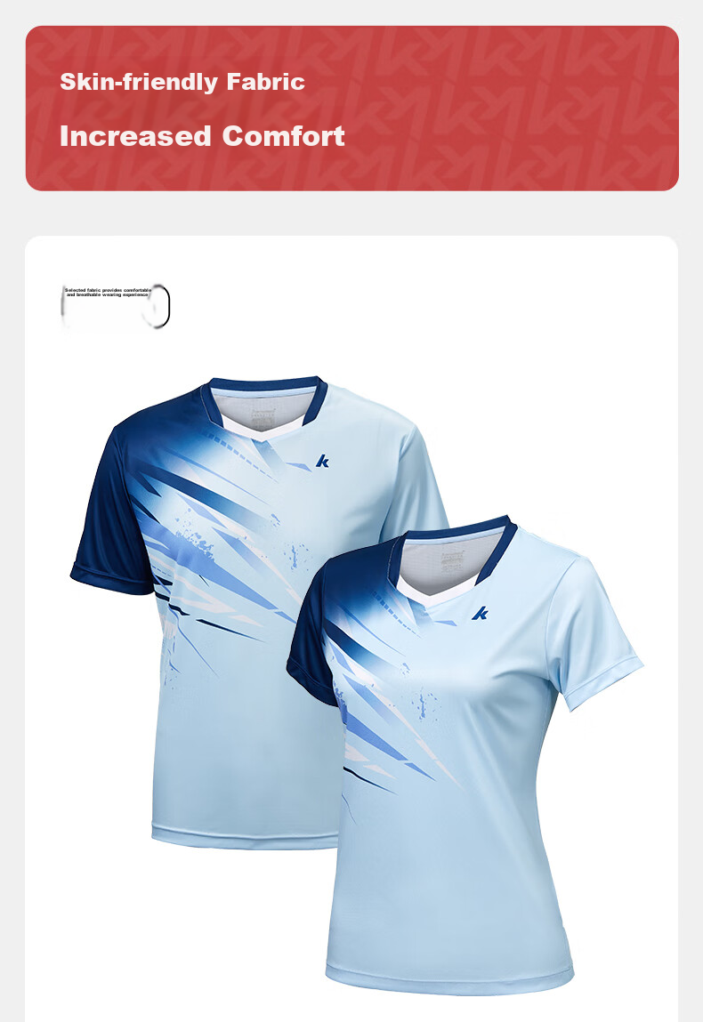 KAWASAKI Badminton Outfit for Women, Professional Sports Round Neck Short-Sleeve Top And Shorts Set B2815, Navy Blue, Size S 8