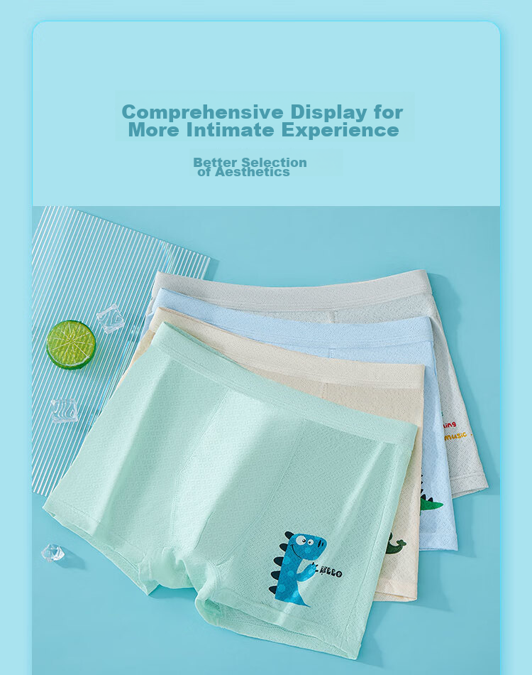 LangSha Children's Underwear, Boys' 5A Antibacterial Summer Ice Silk Mesh Shorts, Youth Underwear, Four-Pack, Size 140 14