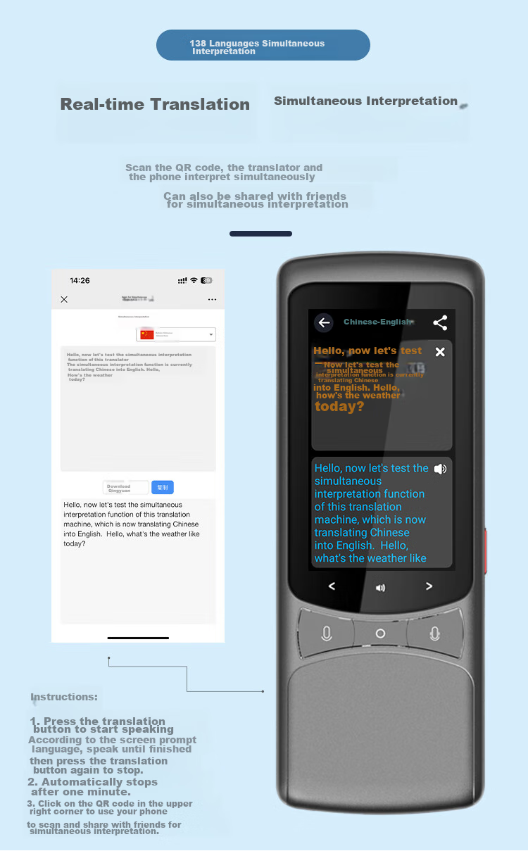 Zhiyoushuo Translation Device Z3 VSIM Five-Year International Data Plan Version, Real-Time Simultaneous Multi-Language Synchronous Translation for Overseas Travel, Portable Offline Photo And Audio Translation Tool for English, Japanese And Chinese 6