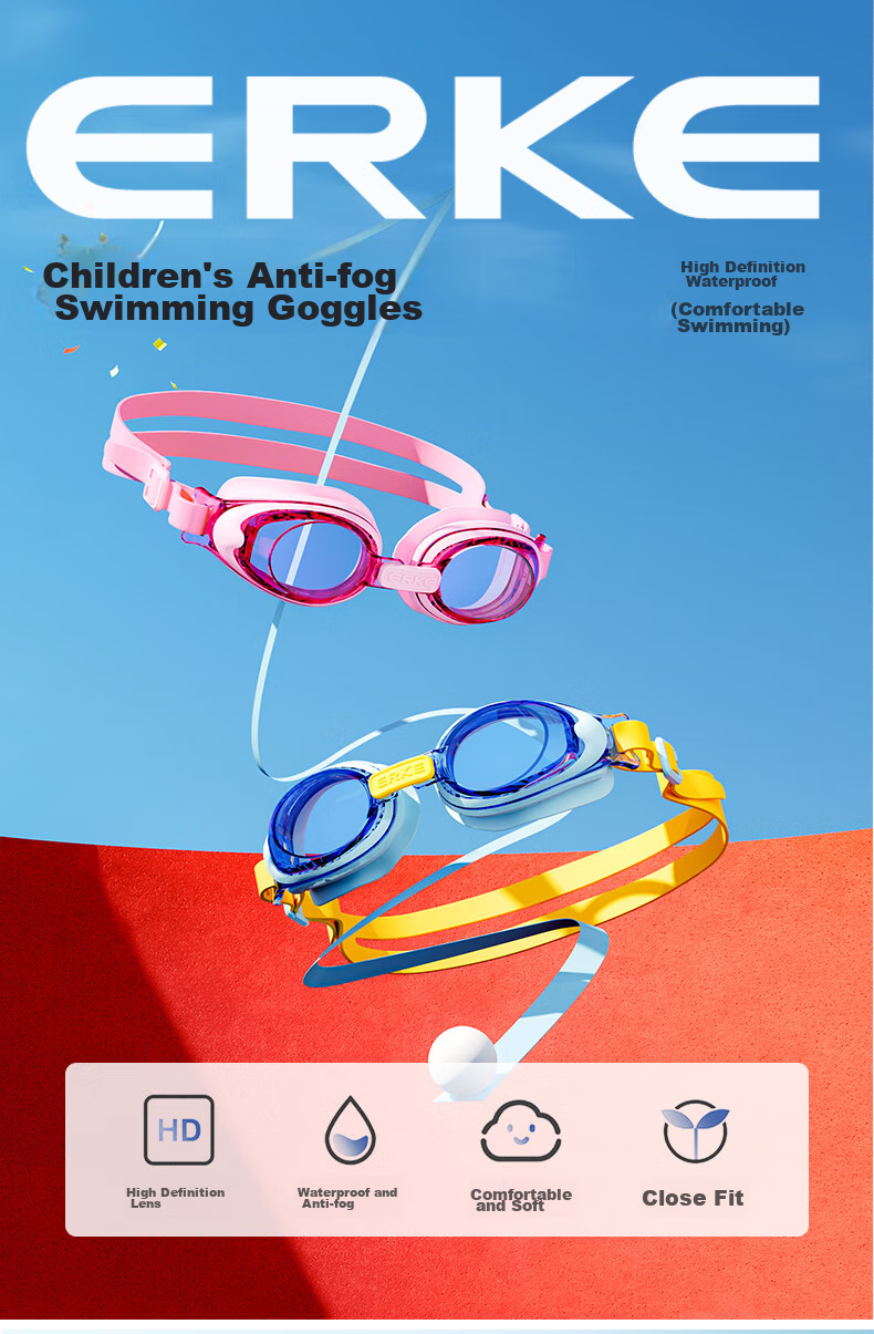 ERKE Kids Small Frame Swim Goggles Waterproof Anti-Fog Competitive Swimming Goggles and Swim Cap Set 1