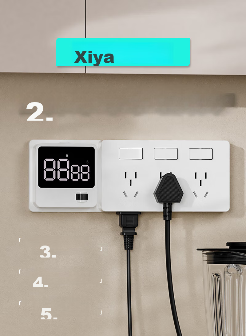 Xiya Wall Switch Track Socket, Multi-Function, National 3C Certified, Electric Shock Prevention, Kitchen Timer Electronic Clock, USB+Type-C Smart White 1