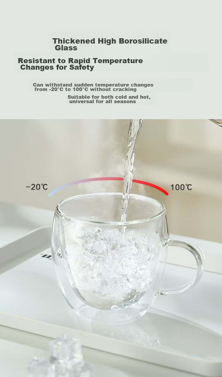 JD Original Glass Cup, Double-Layer Tea Infuser Mug, Heat-Resistant High-Temperature Coffee Water Cup, 300ml 5