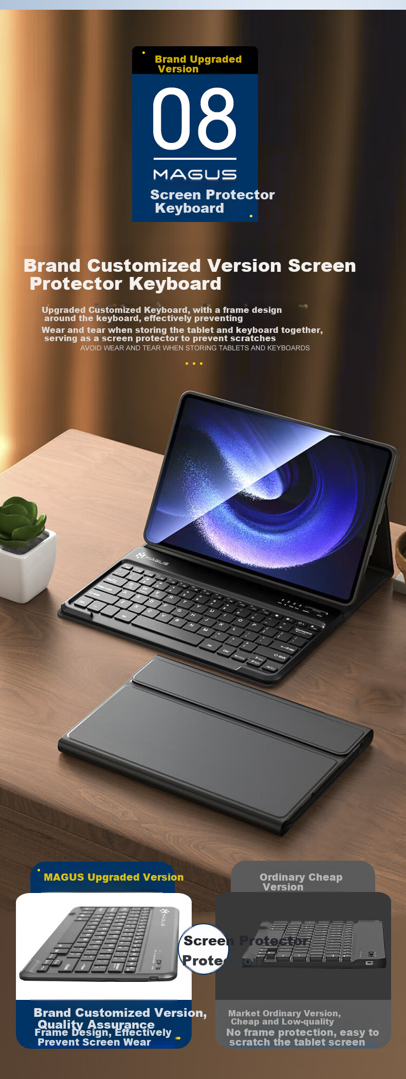 MAGUS Keyboard Case for Honor Tablet 10, 12.1-Inch Protective Cover, Full Protection Anti-Drop Soft Light Version, Magnetic Detachable Bluetooth Keyboard And Mouse Set 14