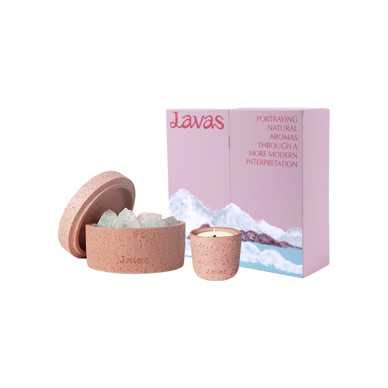 Lavas Pink Snow Scented Candle Gift Set for Home Bedroom, Flameless Fragrance Sleep Aid Birthday Gift for Men Women Mid-Autumn Festival Gift Box