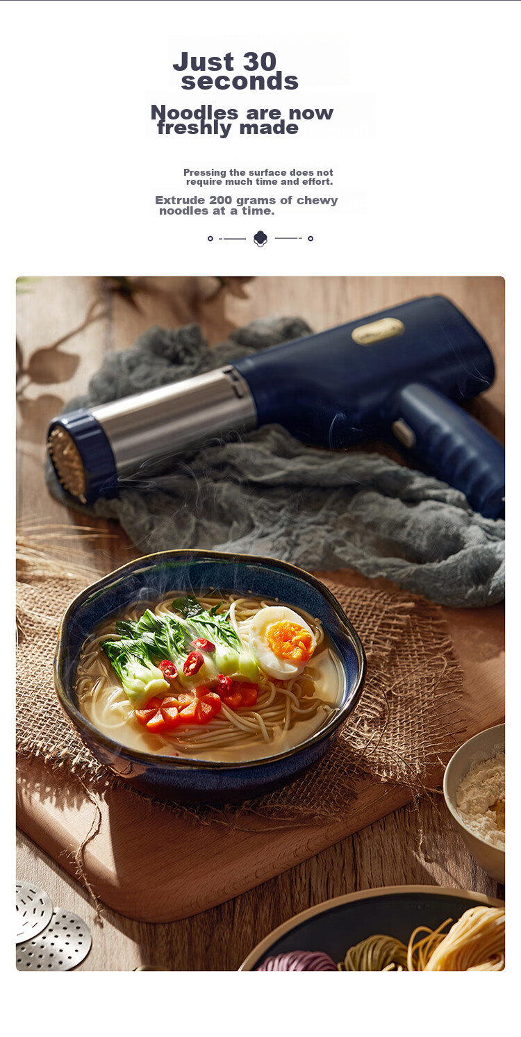 Bear Noodle Maker for Home Use, Handheld And Countertop Pasta Machine, Compact Electric Automatic Stainless Steel Noodle Press YMJ-K40G1 with 8 Noodle Mold Types 9