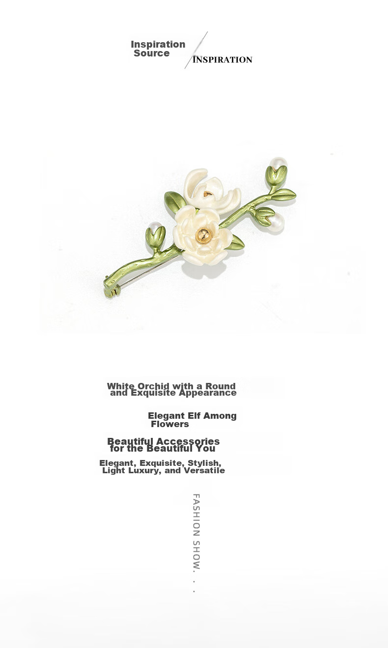 Qlady White Orchid Brooch, High-End Women's Pin, Fastens Clothes, Accessories for Cheongsam, Brooch Clasp, Mid-Autumn Festival Gift 2