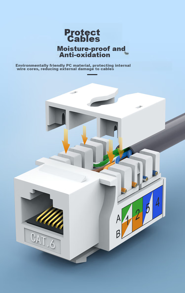 CHOOSEAL (CHOSEAL) CAT6 Gigabit Network Module, RJ45 Connector Socket Panel Network Port Module, Computer Network Cable Engineering Connection Head, White, QM6010WT 7