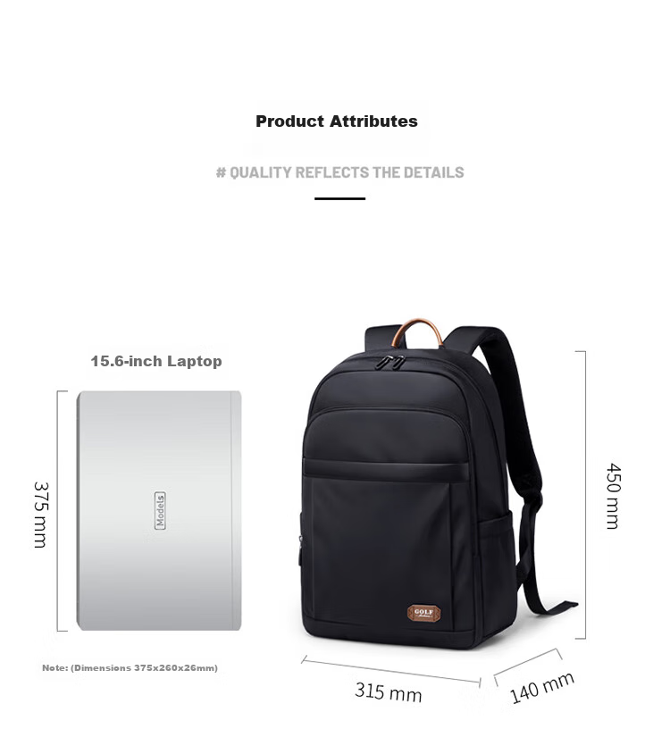 GOLF Backpack for Men, Large Capacity, 15.6-Inch Laptop Bag, Lightweight Water-Resistant Travel Backpack for Students And Business 17