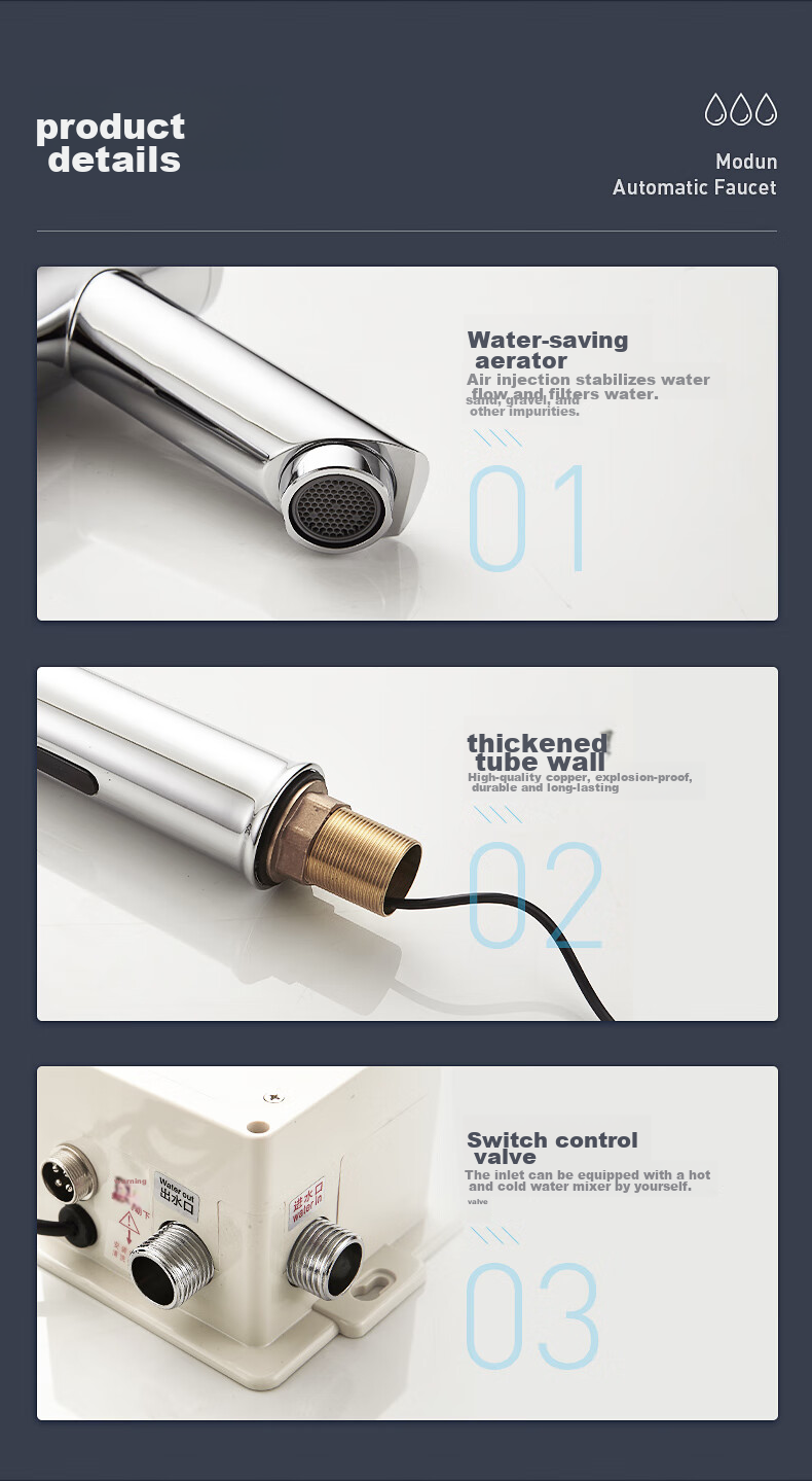 MODUN M-LT1988LR, High-Quality Brass Intelligent Sensor Faucet, Hot And Cold Fully Automatic Infrared Basin Faucet, Bathroom 12
