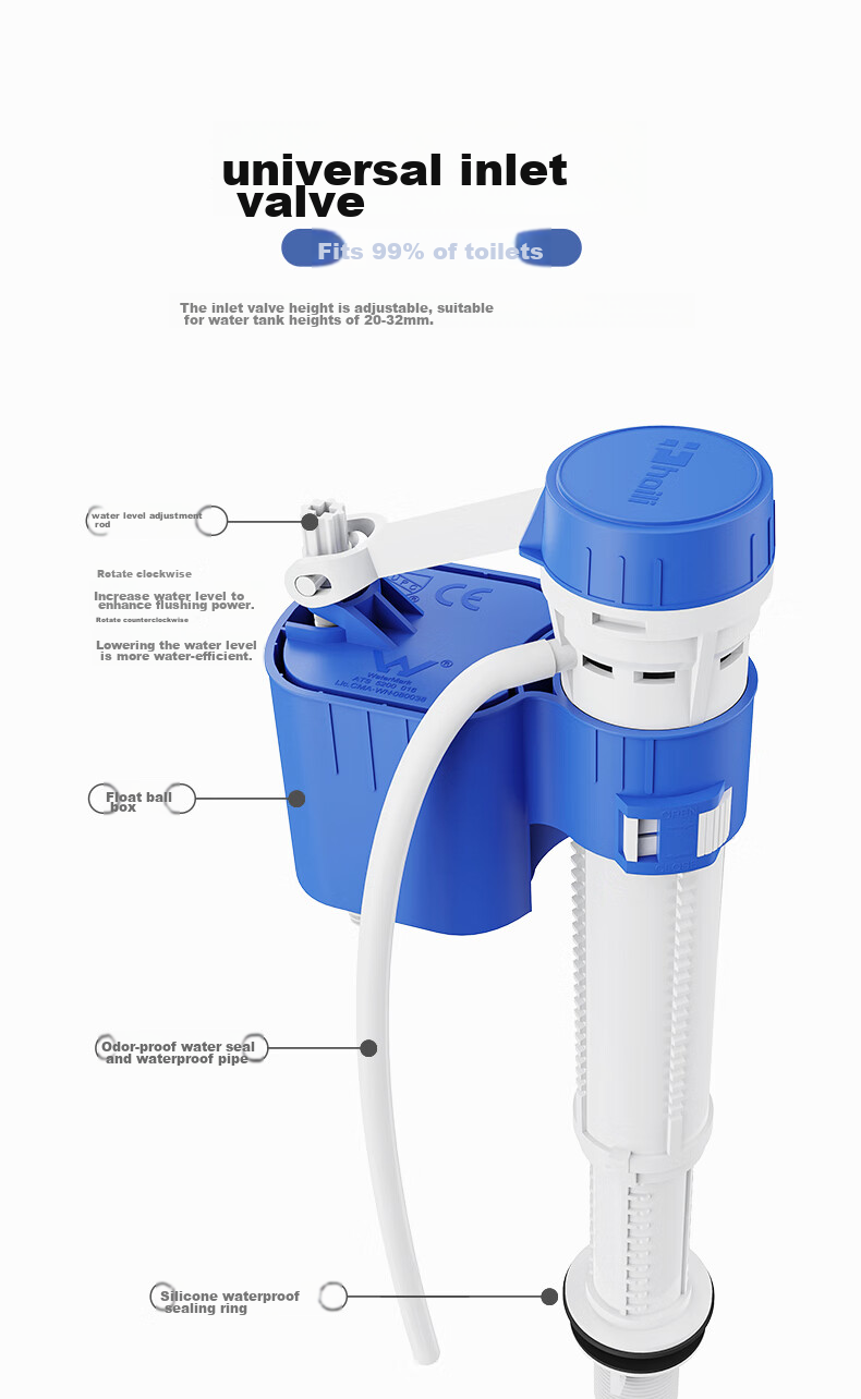 Haili Toilet Tank Accessories Complete Set, Water-Saving Toilet Drain Valve, Upper And Lower Water Inlet Valve, Universal SJ02-21 7