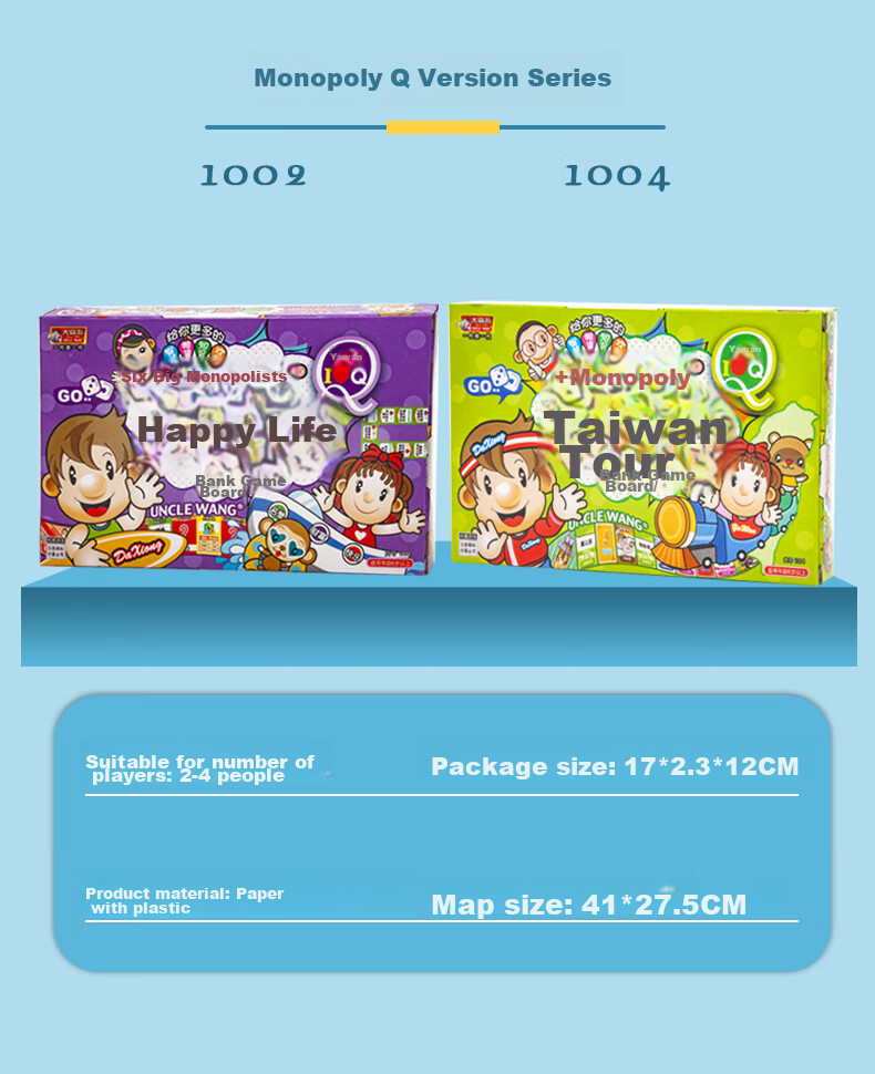 Dafuweng Q Version Taiwan Tour Bank Game, Children's Educational Card Game, Parent-Child Entertainment Game Board, Chess 1004 3