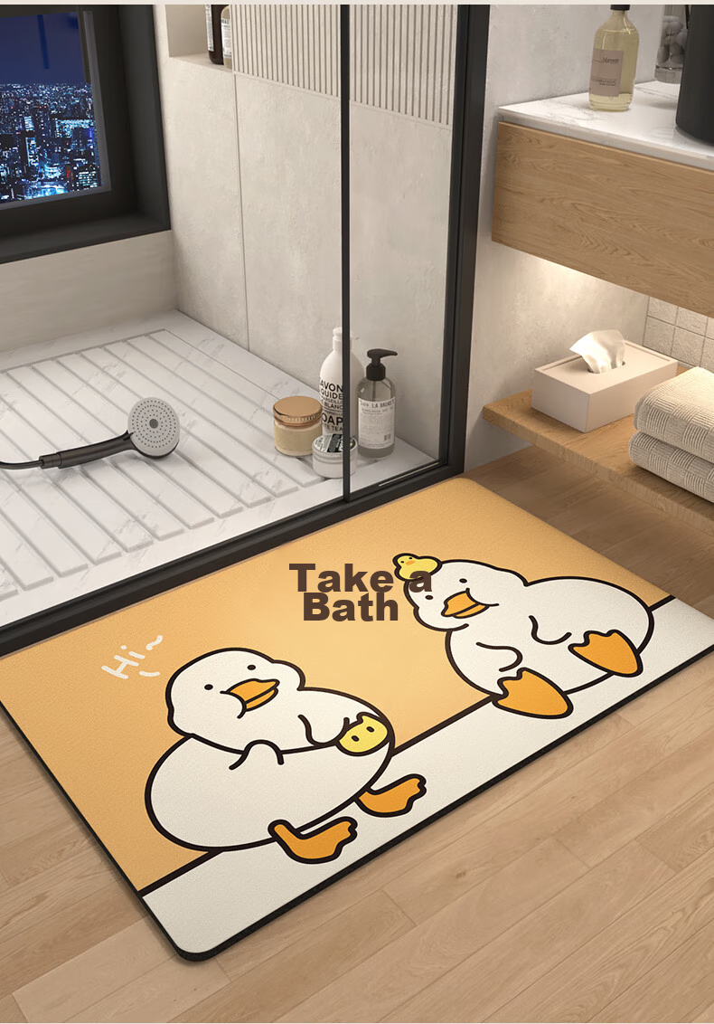DeXi Bathroom Mat, Cartoon Fun Washroom Mat, Absorbent Non-Slip Mat for Bathroom, 40x60cm 6