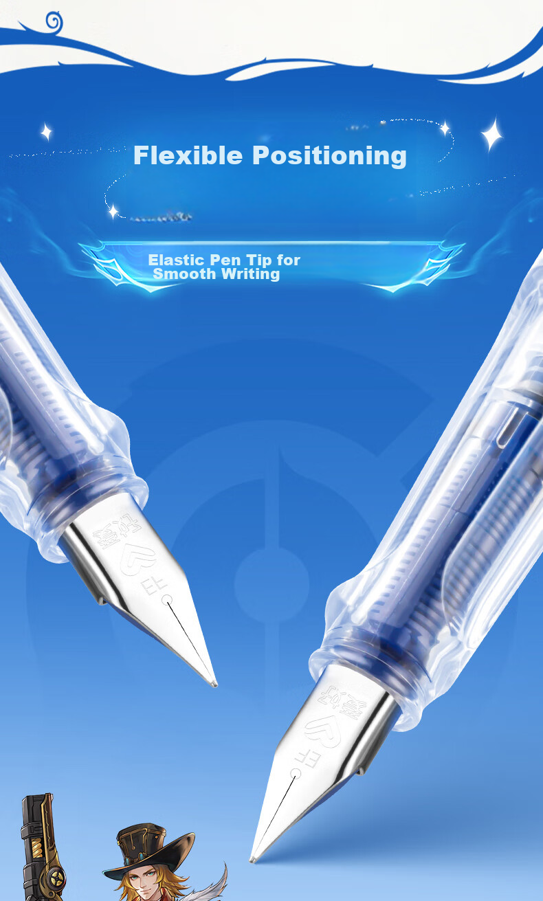 AIHAO Honor of Kings Collaboration Student Erasable Fountain Pen EF Nib Refillable Ink Cartridge Children's Erasable Fountain Pen Set Yao FP3980 6