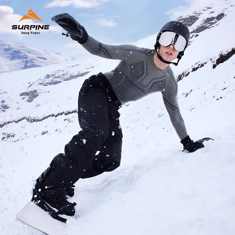 SURPINE Yuxue Series Merino Wool Ski Quick-Dry Shirt for Men, Antibacterial Moisture-Wicking Functional Underwear