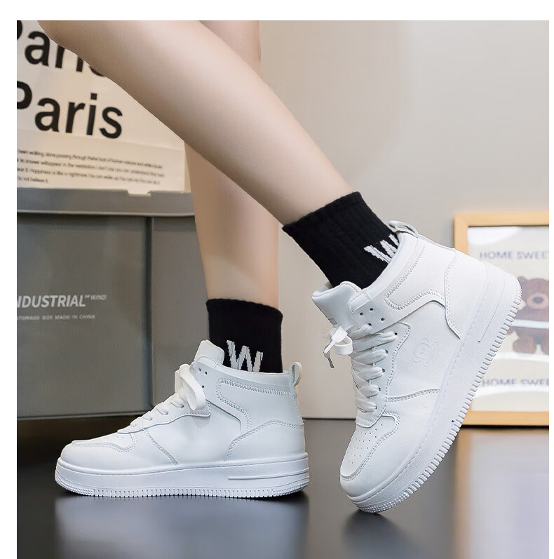 Paul frank Casual High-Top Sneakers for Women And Men, Couples' Soft-Soled Versatile Campus Sports White Shoes 222U White Men's Size 41 22