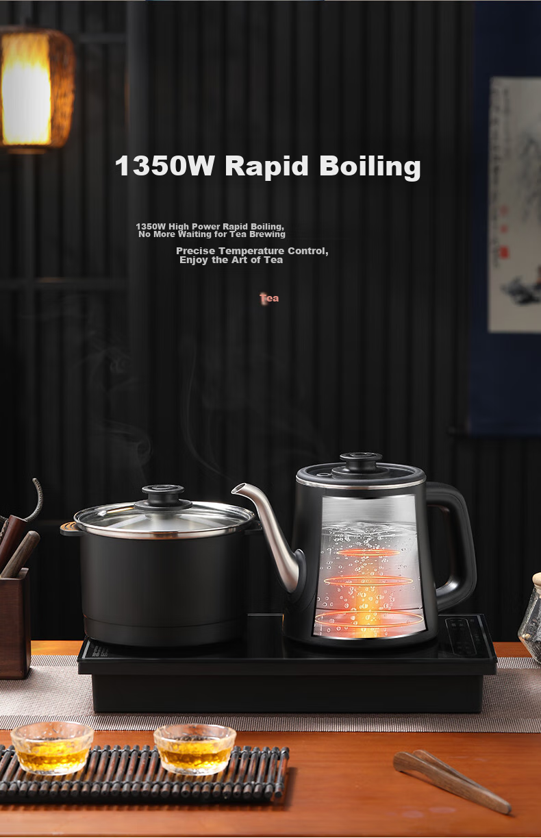 FUNORK Fully Automatic Electric Kettle with Water Inlet, Tea Table Kettle, Built-In Tea Table And Coffee Table Integrated Electric Teapot, Tea Brewing Set, Z08 Steaming Tea Model 6