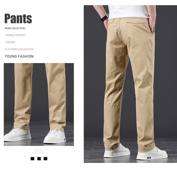 JEEP High-End Men's Casual Pants, 2026 New Summer Thin Loose Straight-Leg Business Pure Cotton Trousers for Me 6