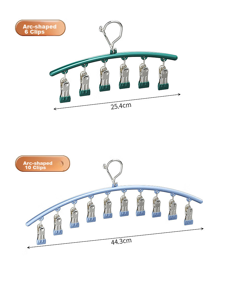 Jingxun Clothes Hanger with Sock Clips, 24 Clips Solid Multi-Head Drying Clips Multifunctional Windproof Sock Clips Round Gree 12