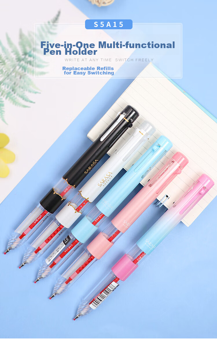 ZEBRA 5-Color Multi-Function Pen Barrel SARASA Series Colorful Gel Pen Barrel (Refill RNJK5) S5A15 Gradient Pink Barrel (Buy One Get One Free) 1