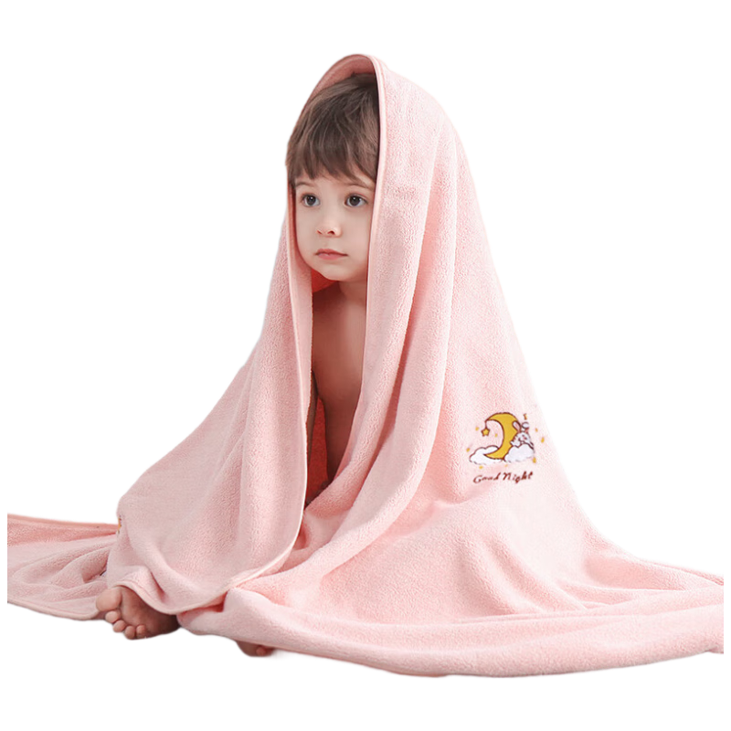 Grace Children's Bath Towel, Home Use, Absorbent, Quick-Drying, Baby Bathing, Infant Newborn, Ultra-Soft, Large Size, 60*120cm, Pink