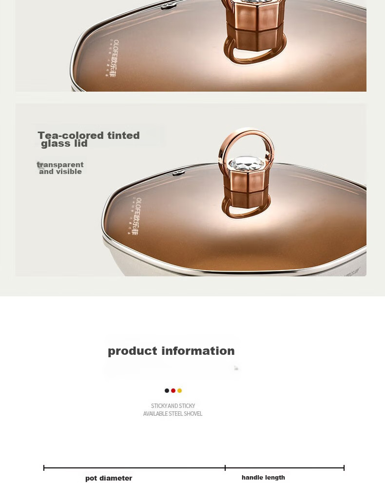 OLOFE Titanium Non-Stick Octagonal Pan, Non-Stick Frying Pan, Flat Bottom Wok, Deep Frying Pan, Home Cooking Pan with High Aesthetic Value, 32cm 14