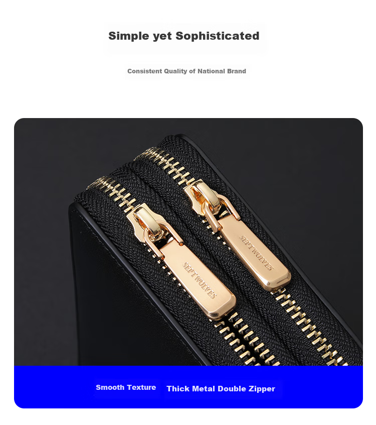 SEPTWOLVES Men's Clutch Wallet Genuine Leather Card Holder Large Capacity Anniversary Birthday Gift for Boyfriend Husband 18