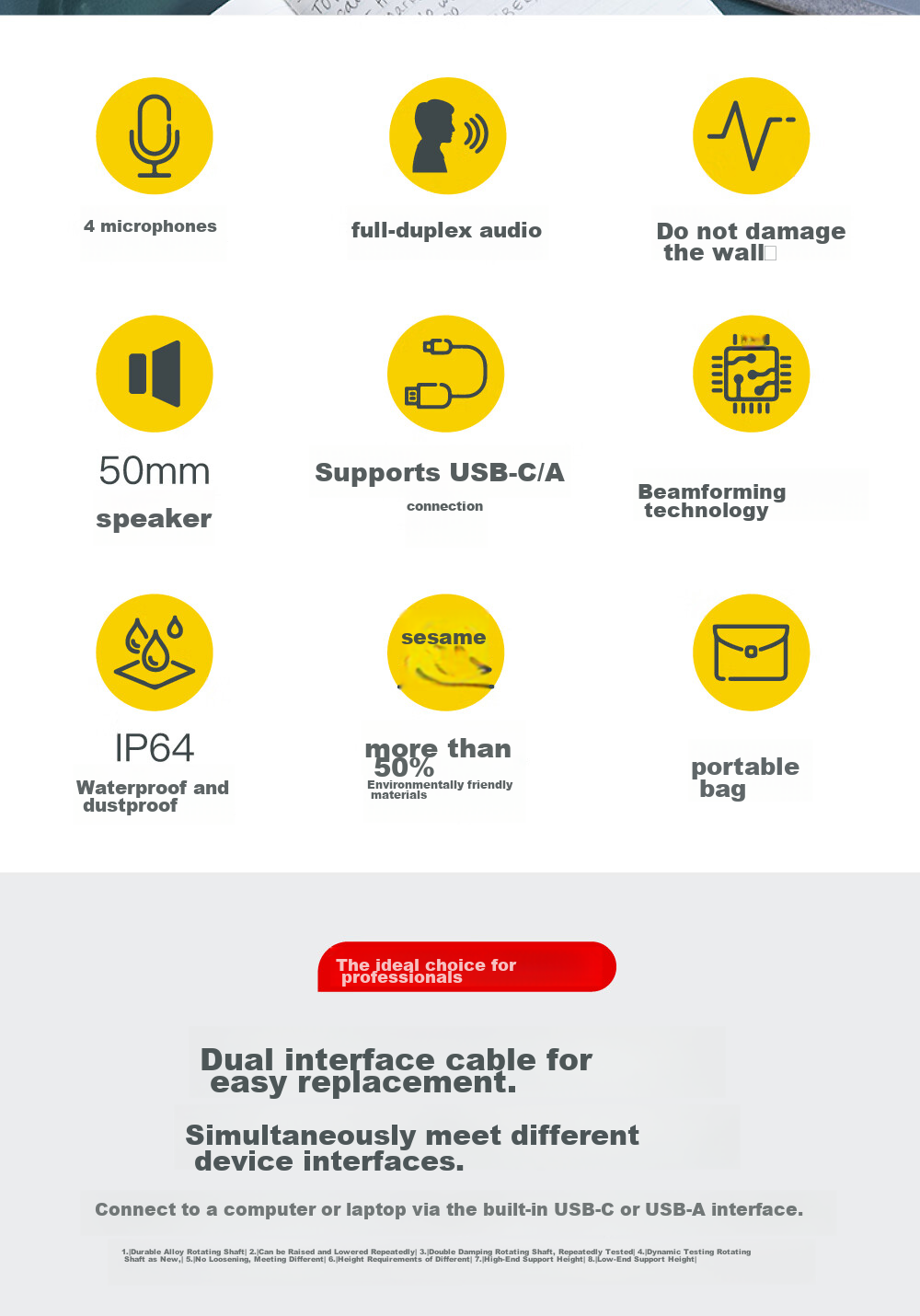 Jabra Video Conference Omnidirectional Microphone Speaker with Noise Reduction, 360-Degree Amplification And Sound Pickup, Speak2 40 MS USB Wired (Suitable for Small Meetings) 3