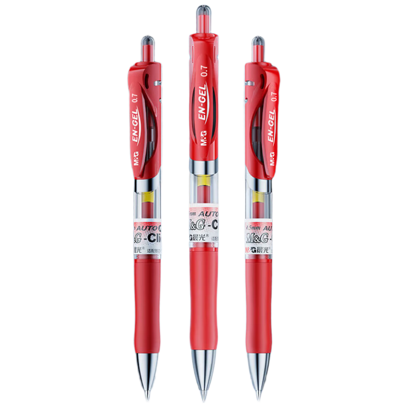 M&G Stationery K35 Retractable Gel Pen for Students 0.7mm Red Ink Signature Pen Business Bullet Tip Exam-Specific Writing Pen High-Quality Office Supplies Red 3 Pens/Box