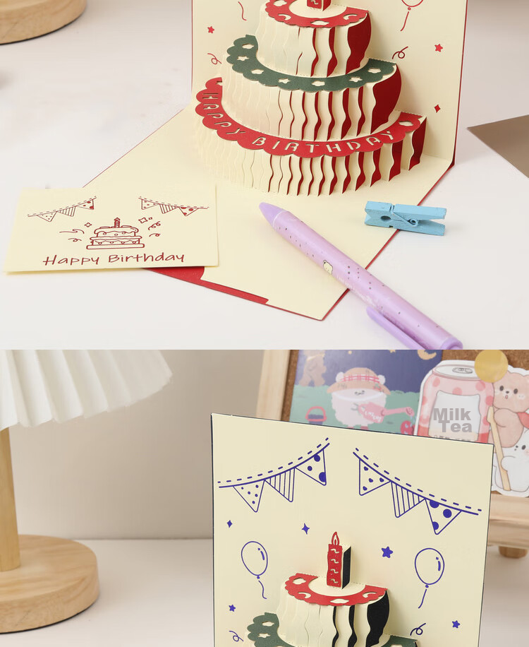 Yuhe 3D Butterfly Pop-up Greeting Card Handwritten DIY Premium Ins Envelope Foldable Ceremony Birthday School Couple Blessing Card Set of 4 4309 3