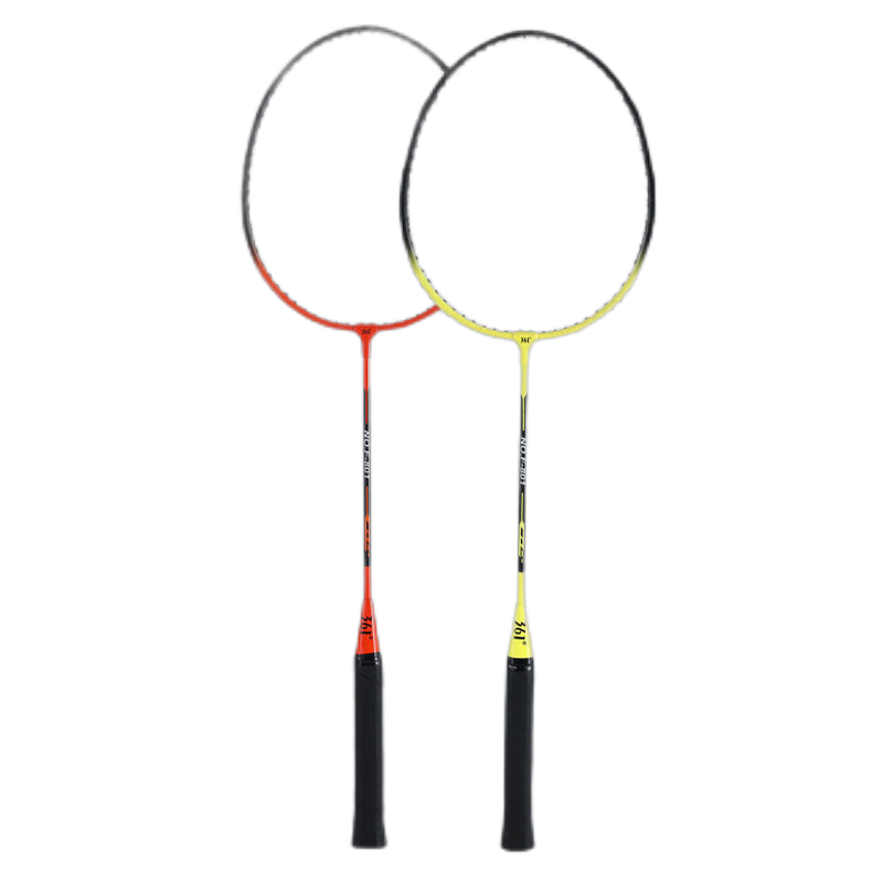 361° Badminton Racket Set with Grip Tape, Classic Beginner Training Rackets, 2 Pairs Pre-Strung [Yellow + Orange]