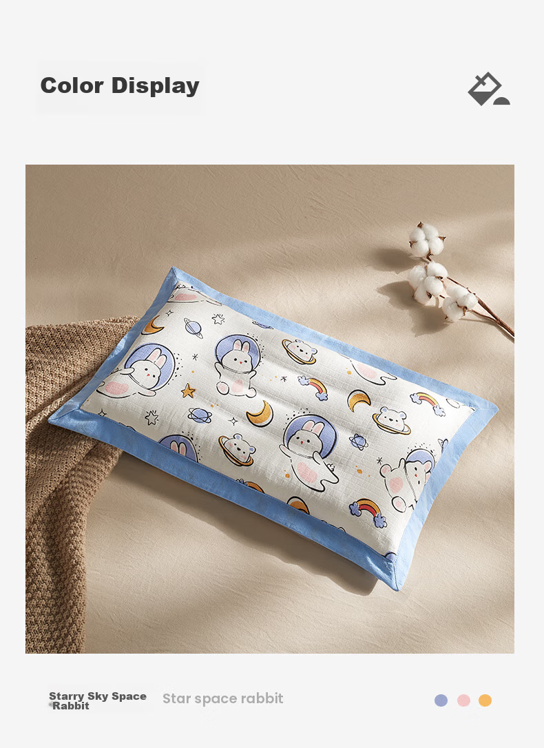 Xinandai Children's Pillow, Cassia Seed Pure Cotton Double-Sided Pillow for All Seasons, Washable Pillow for Babies 1-6 Years Old And Students, Sweet Rabbit Desig 11