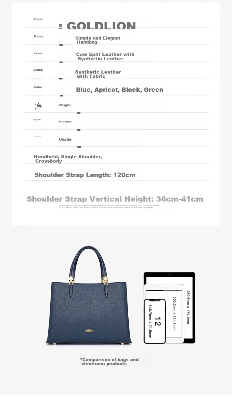 Goldlion Women's Handbag, Simple And Elegant Business Tote Bag, Birthday Gift for Ladies 14