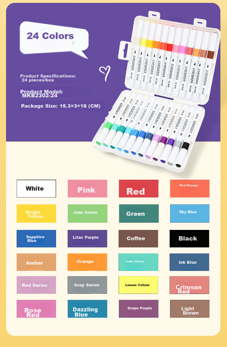 GRASP Acrylic Markers, 24 Colors, Soft Tip, Large Capacity, Stackable, Watercolor Pens, Skin-Friendly, Washable, Drawing Brushes, Children's Doodle Painting DIY, Birthday Gift for Boys And Girls 16