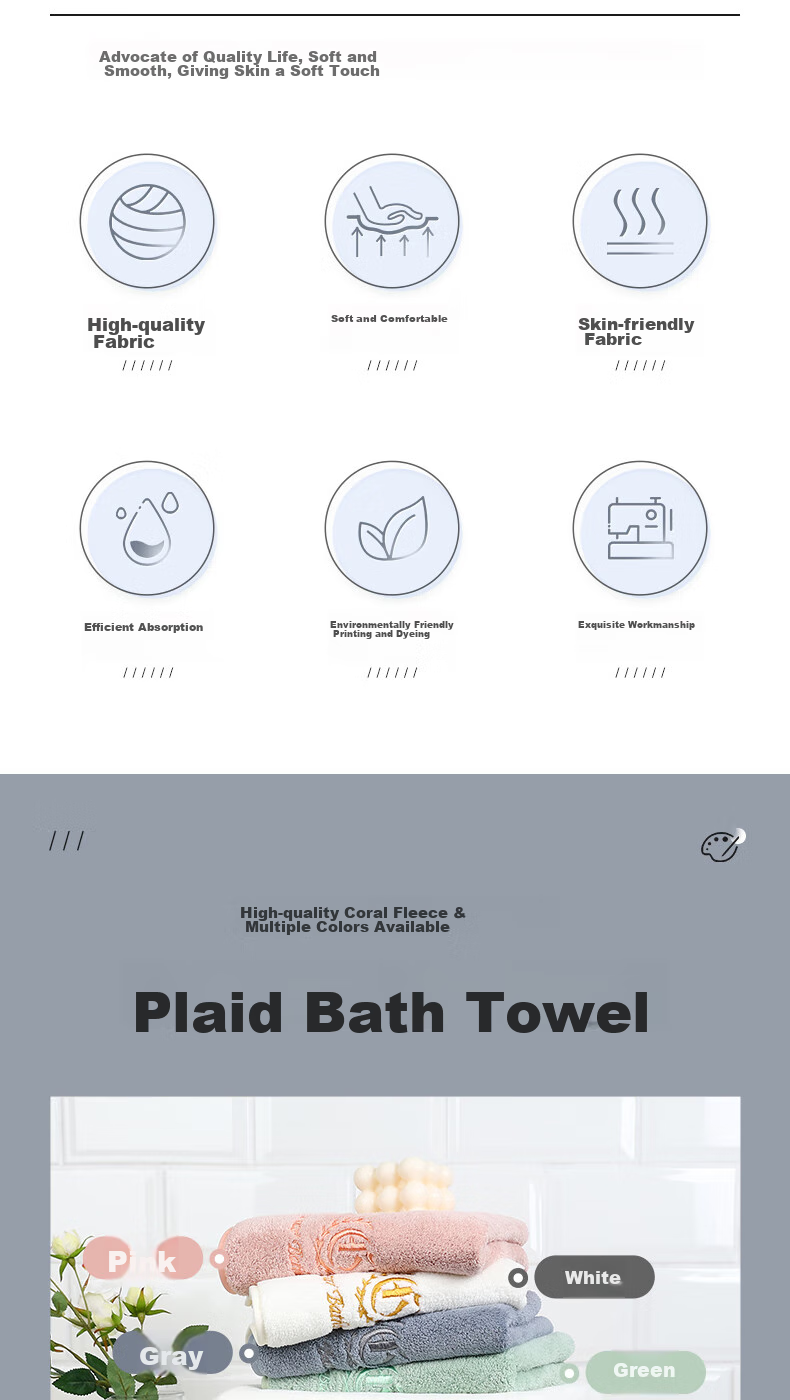 Grace Class A Towel And Bath Towel Set, Unisex Quick-Drying Absorbent Bathing Adult Towels, Gray One Bath Two Towels Sports Set 2