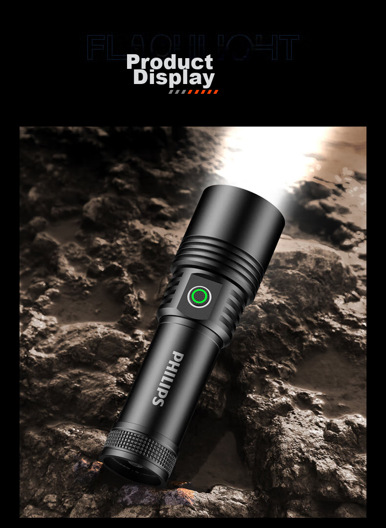 PHILIPS Flashlight, High Brightness, Long Battery Life, Home Use, 200000 Lumens, Sky Piercing, Military Grade, Outdoor Lighting, Emergency Light 21
