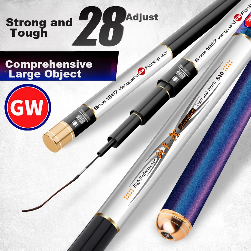 GW Fishing Rod Set Jian Shou Lian Second Generation Strong And Durable, 28 Sections, 7.2 Meters, All-Purpose Big Fish Rod, Ultra-Light And Ultra-Hard, for Platform Fishing