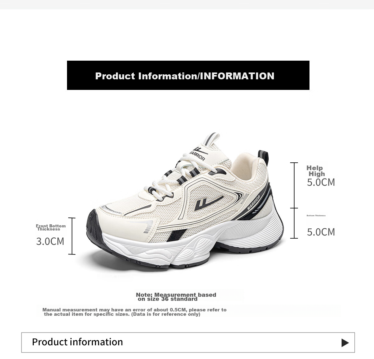 Huili Women's Shoes, Spring Trendy Dad Shoes, Versatile Casual Shoes for Female Students, Thick-Soled Height-Increasing Shoes, 2888 White And Black, Size 40 7