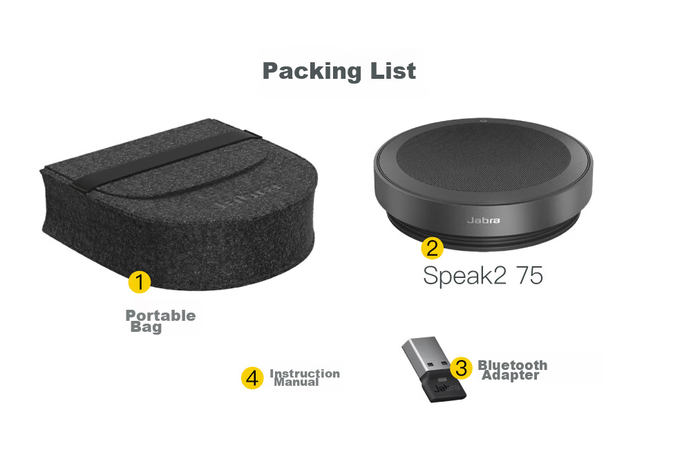 Jabra Video Conference Wireless Bluetooth Omnidirectional Microphone Speaker with Noise Reduction, 360-Degree Amplification And Sound Pickup, Speak2 75 MS (Suitable for Small Meetings) 20